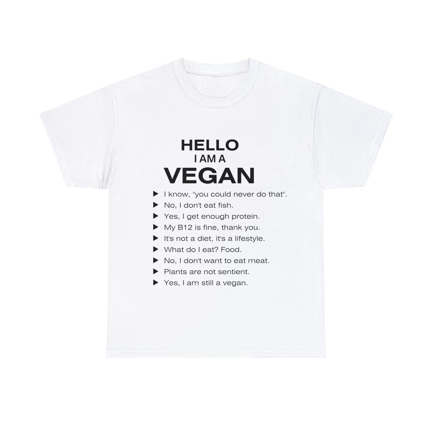 Unisex "Hello I Am A Vegan" Heavy Cotton Tee