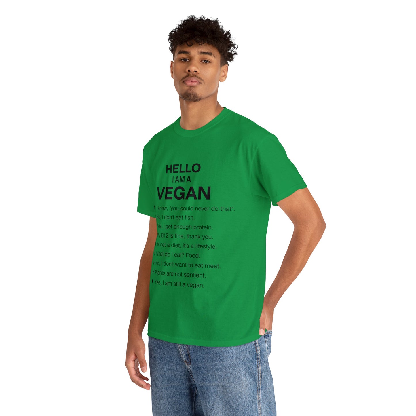 Unisex "Hello I Am A Vegan" Heavy Cotton Tee