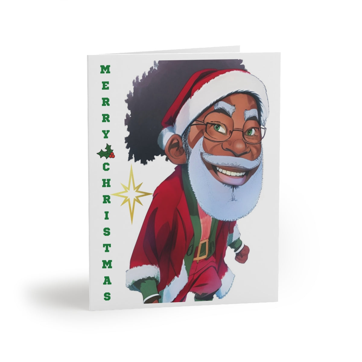 Grey Beard Black Santa Greeting cards (8, 16, and 24 pcs)