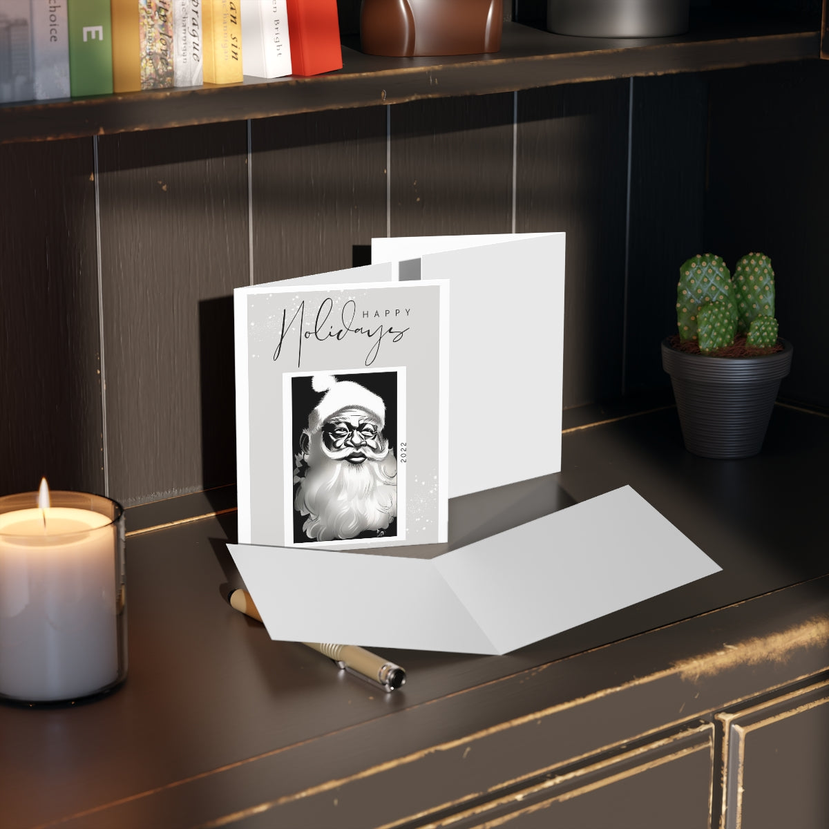 Black & White Santa Greeting cards (8, 16, and 24 pcs)