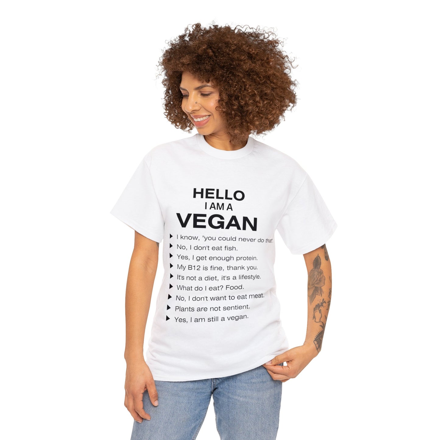 Unisex "Hello I Am A Vegan" Heavy Cotton Tee