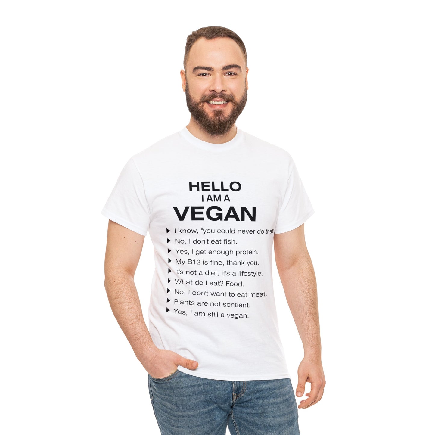 Unisex "Hello I Am A Vegan" Heavy Cotton Tee